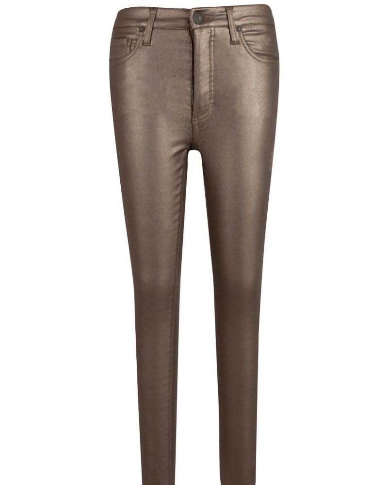 Front of a size 14 Connie High Rise Fab Ab Skinny Jeans in Metallic Bronze in Metallic Bronze by Kut From The Kloth. | dia_product_style_image_id:326362